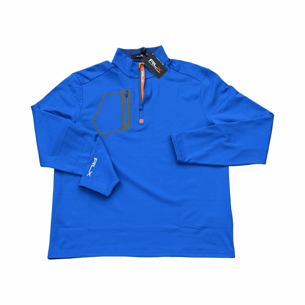 $148 Size Large RLX 1/4 Zip Golf Jacket Blue Orange Grey NWT